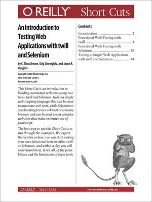 cover image of An Introduction to Testing Web Applications with twill and Selenium